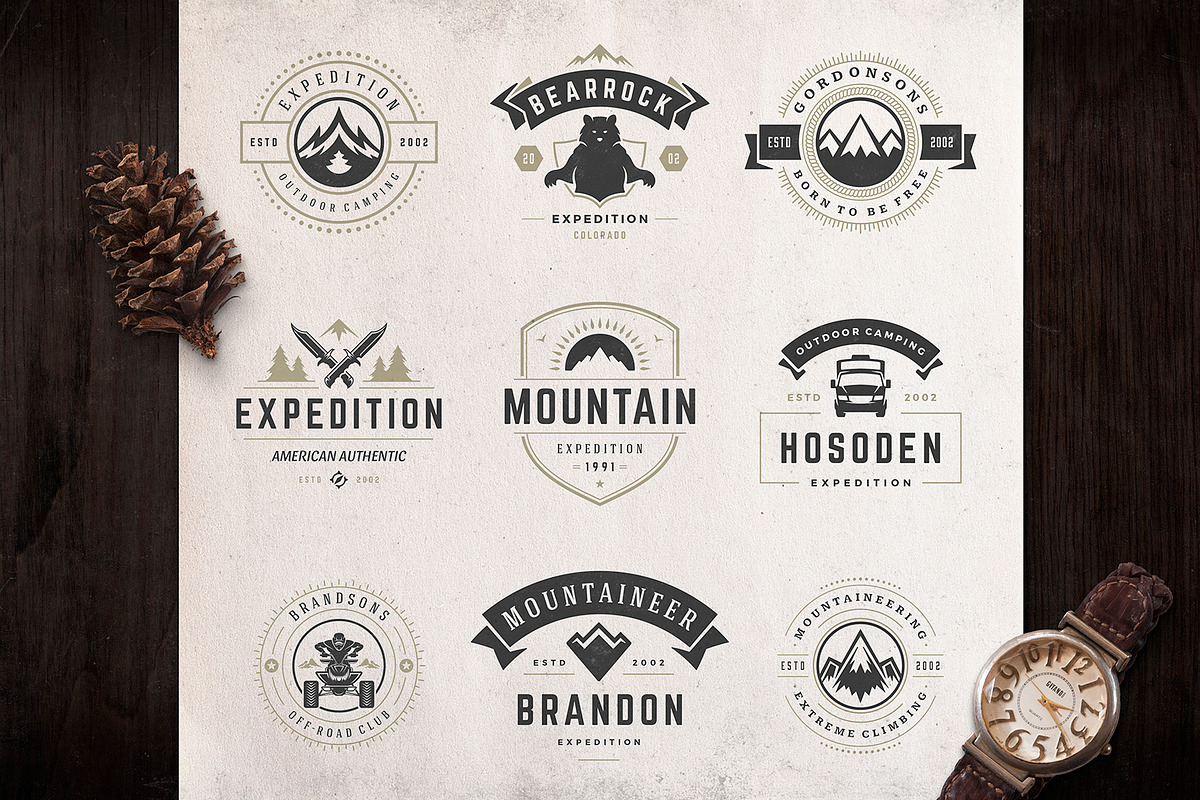 280 Outdoor logos and badges, a Branding & Logo Template by Vasya Kobelev (Photo 19 of 83)