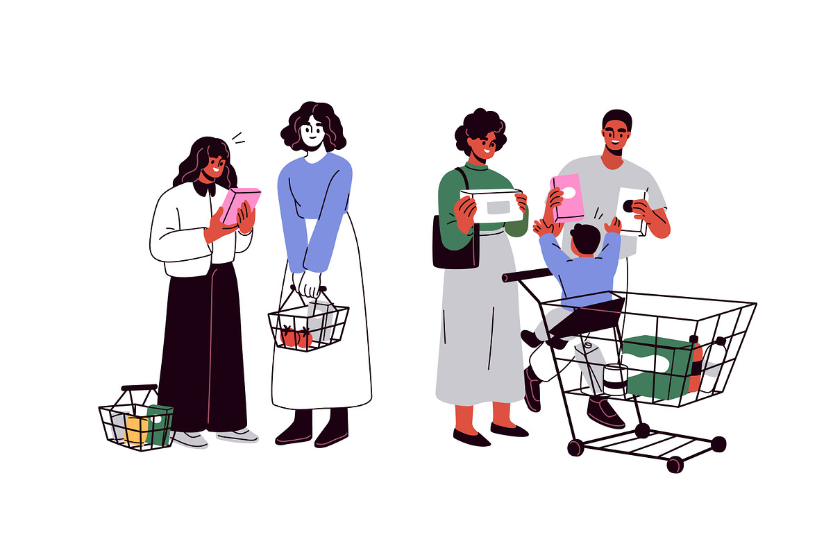 People with shopping carts set, a Person Illustration by Good Studio (Photo 2 of 8)