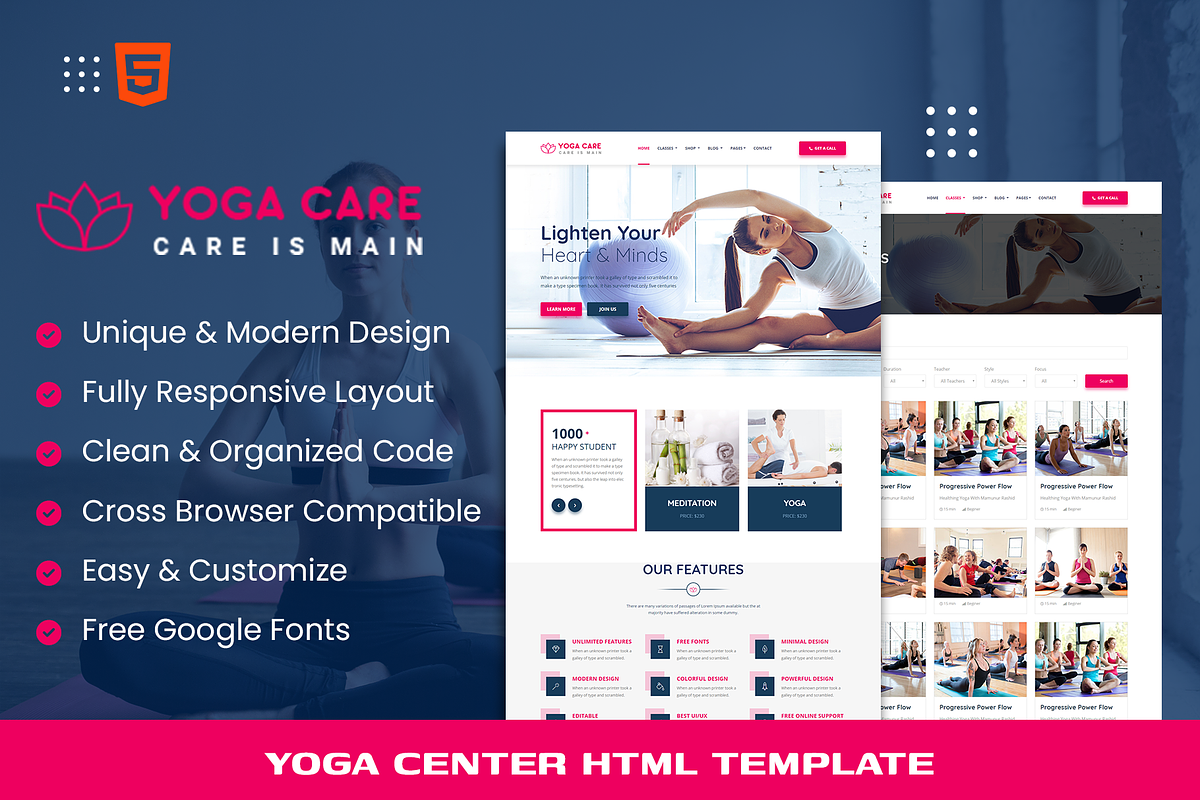 YogaCare- Yoga Center Website, a HTML Template by THESOFTKING (Photo 1 of 3)