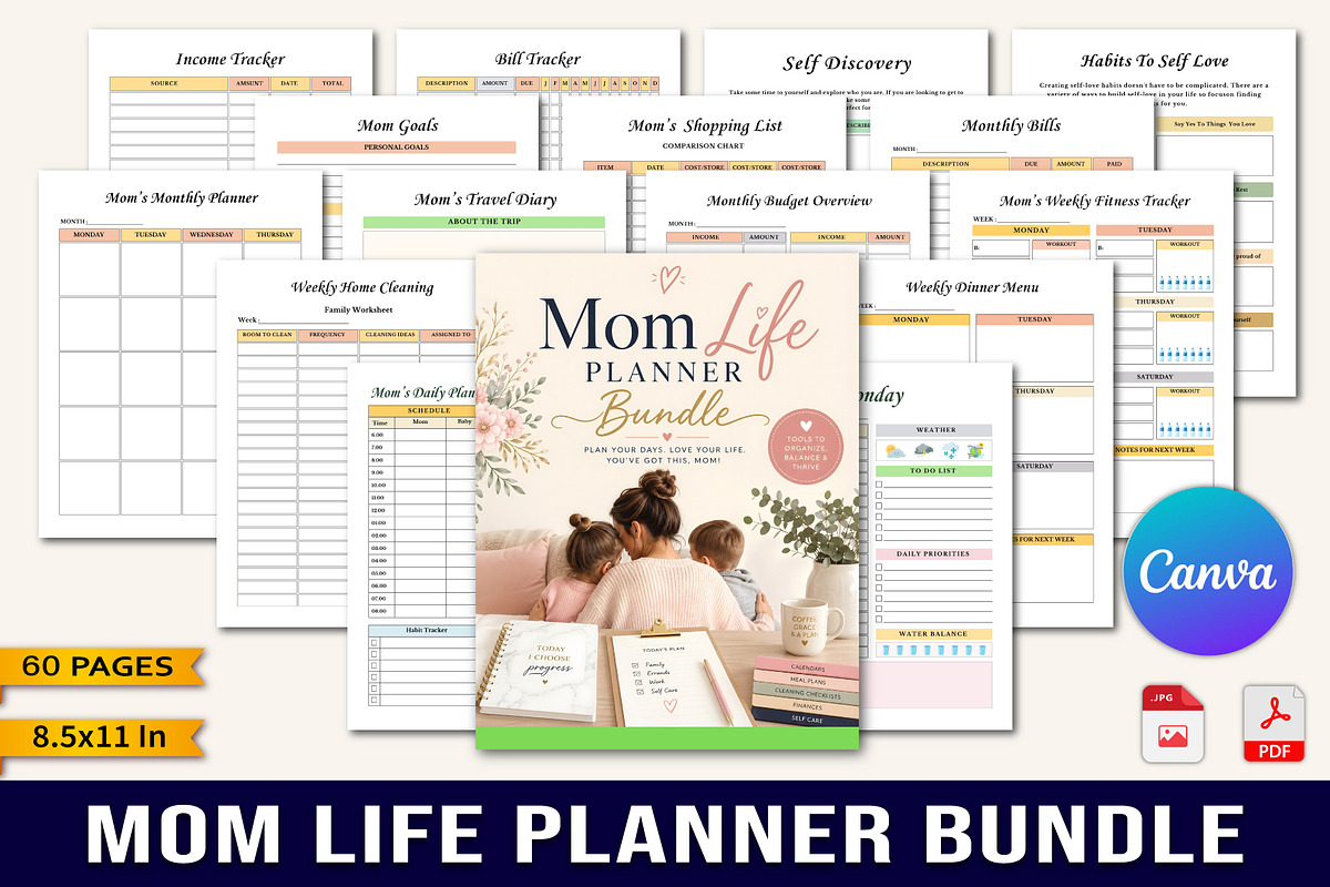The Mom Life Planner Bundle, a Stationery Template by Designmela01 (Photo 1 of 10)