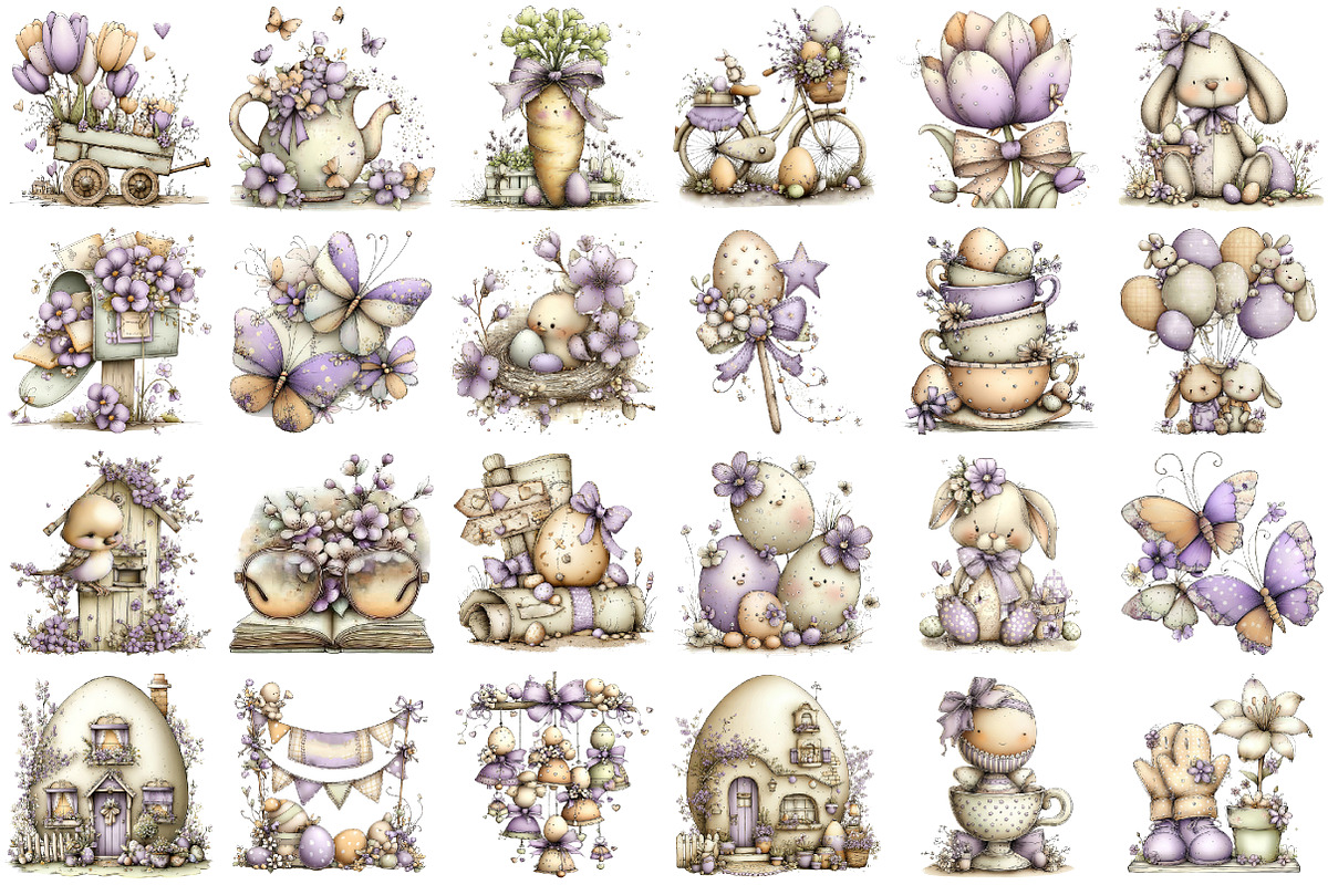Whimsical Easter Clipart, an Illustration by designcity5 (Photo 2 of 5)