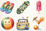 Cute Retro Summer Clipart, an Illustration by Rose Art (Thumbnail 3 of 9)