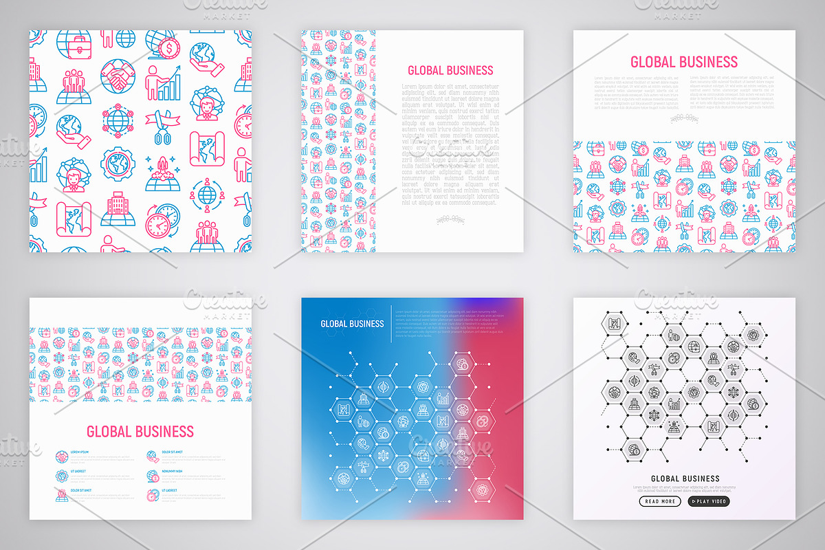 Global Business Icons Set Templates, an Outline Icon by Alex Blogoodf (Photo 6 of 10)