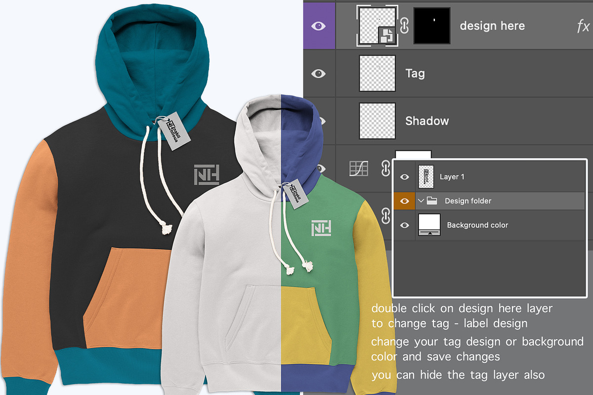 full customizable Hoodie PSD Mockup, a Hoody Mockup by NH graphic (Photo 4 of 4)