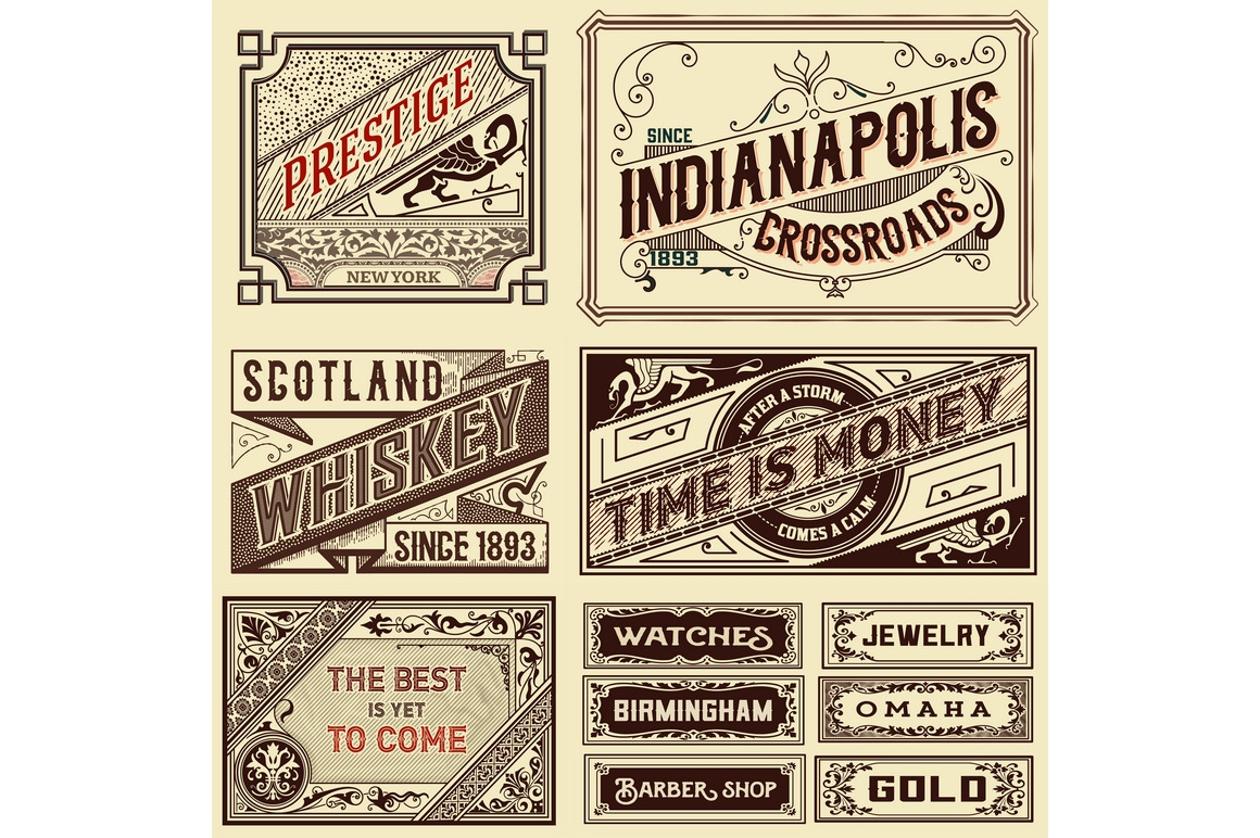 Old advertisement designs, a Decorative Illustration by OneVectorStock