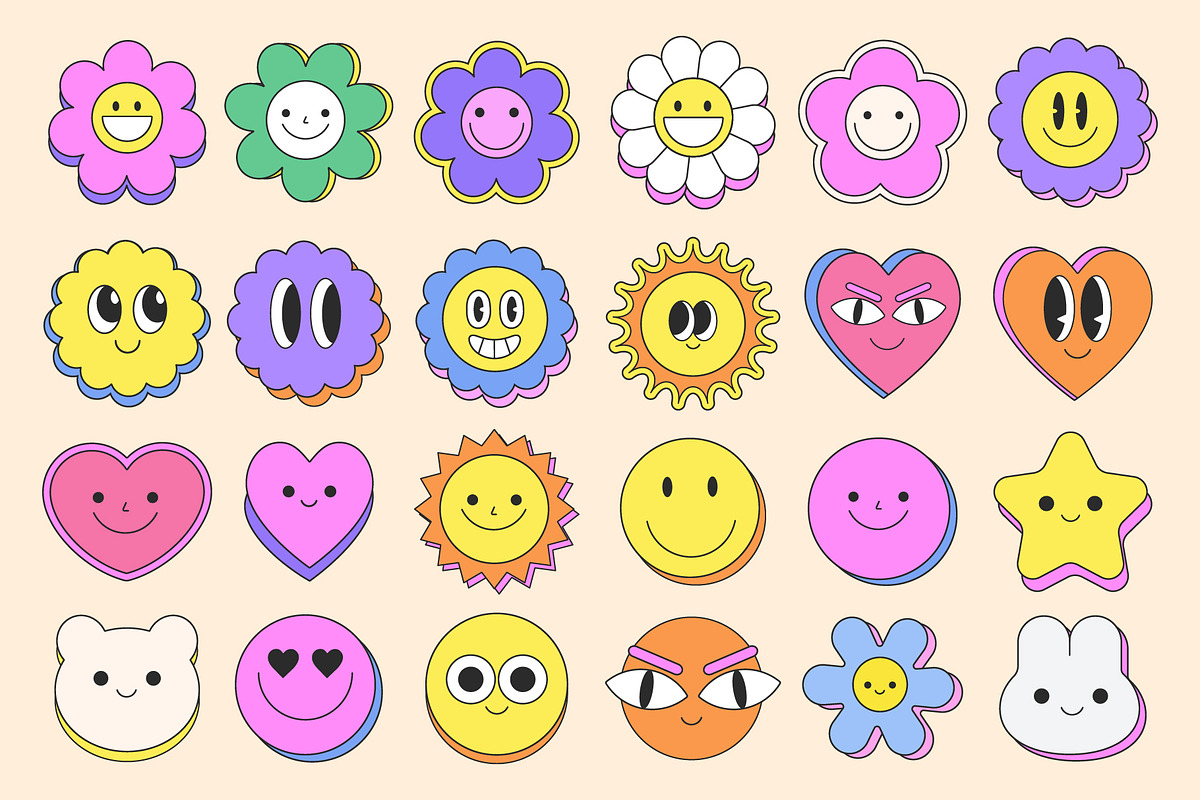 CARTOON STICKERS SET Y2K DESIGN, a Pattern Graphic by craftlove (Photo 4 of 10)