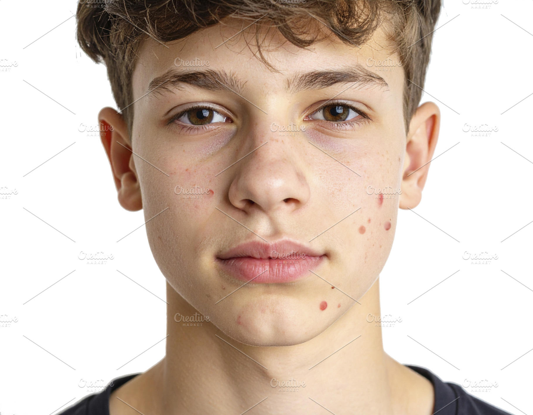 Young person with pimples on his cheek, a Person Photo by DanFLCreativo