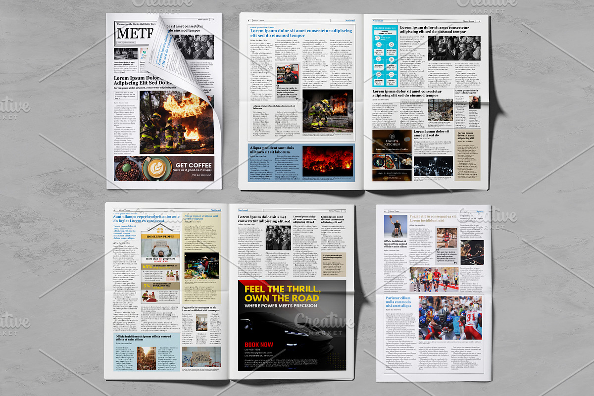 Tabloid Newspaper Template Bundle, a Magazine Template by Oshin Design (Photo 5 of 7)