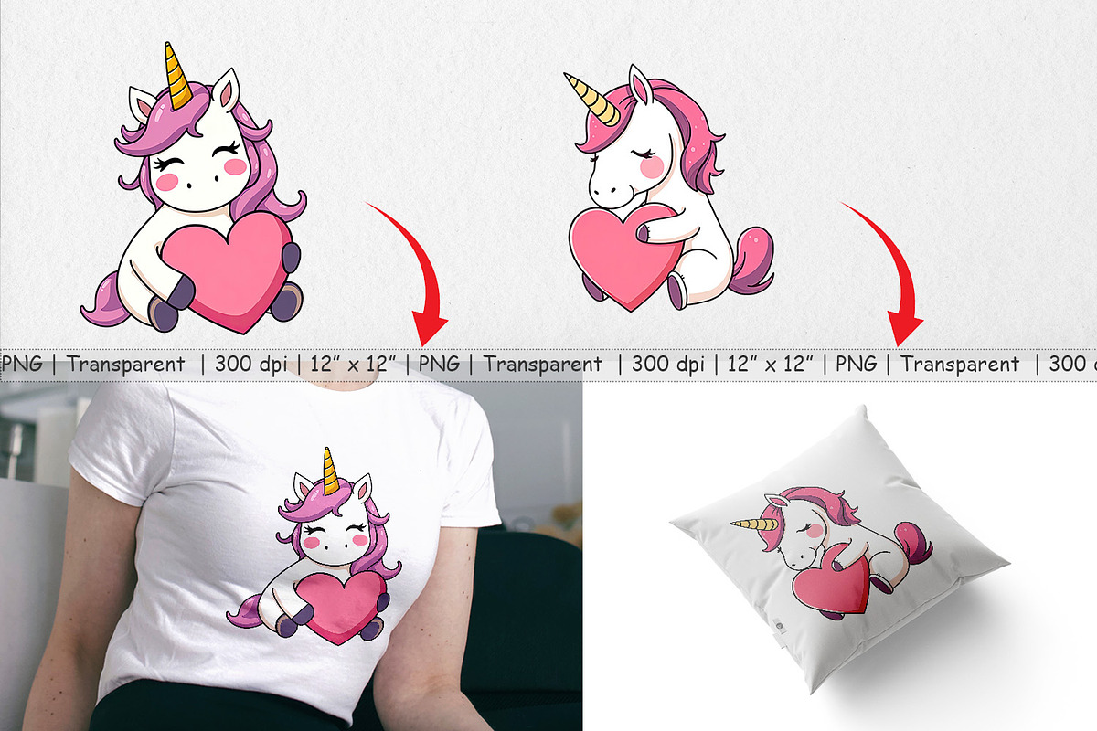 Unicorn Holding Heart Clipart, a Graphic by Artnoy (Photo 3 of 5)