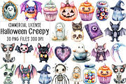 Kawaii Creepy Halloween Clipart, an Illustration by CraftArtStudio (Thumbnail 1 of 6)