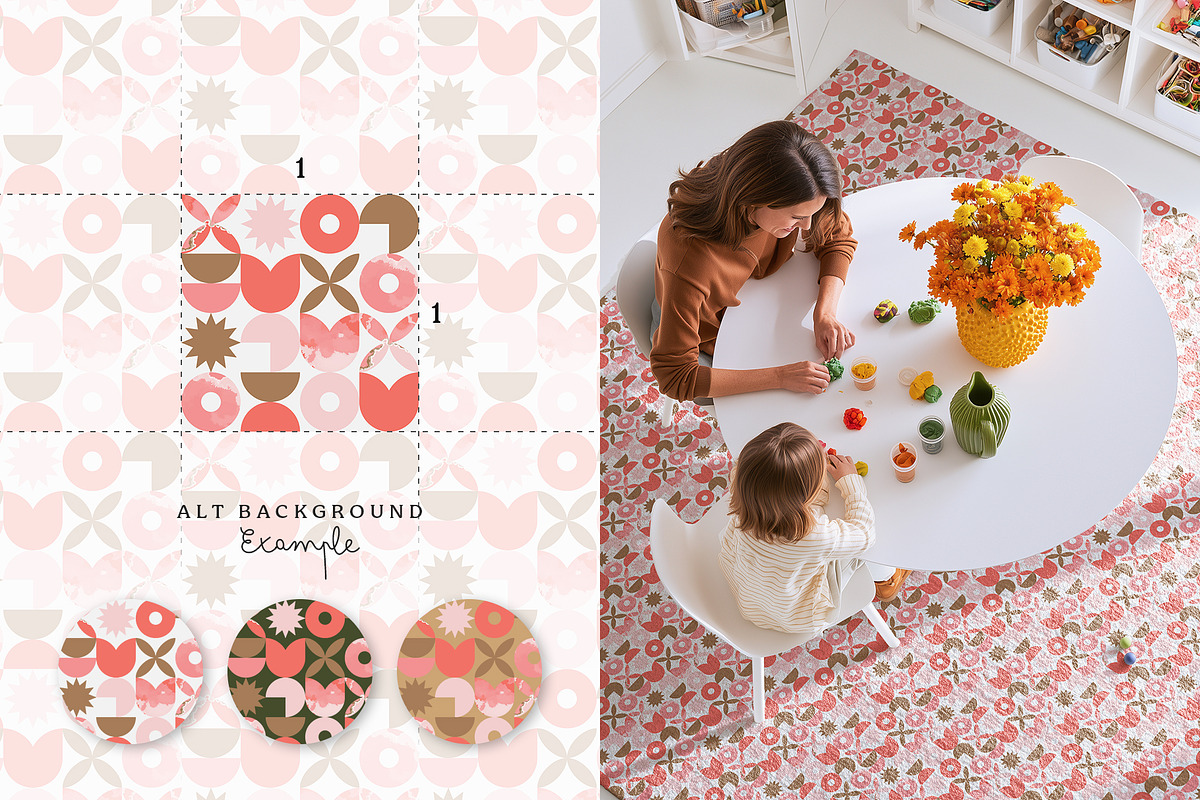 Retro mosaic seamless pattern set, a Pattern Graphic by Momosama Studio (Photo 3 of 5)