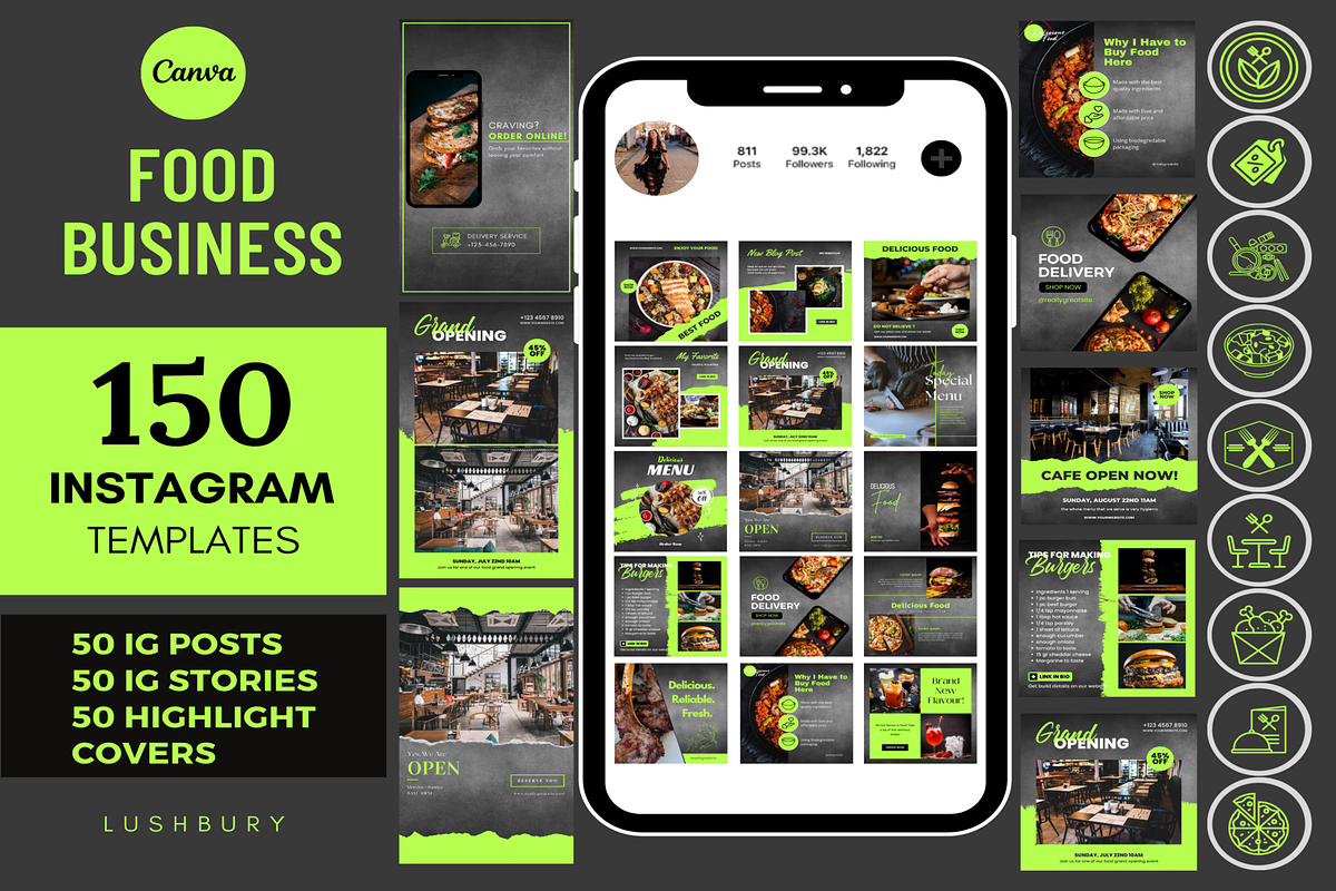 Food Restaurant Instagram Template, a Social Media Template by LushBury