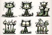 Quirky Christmas Cats Clipart Bundle, an Illustration by Dream Creation (Thumbnail 2 of 9)