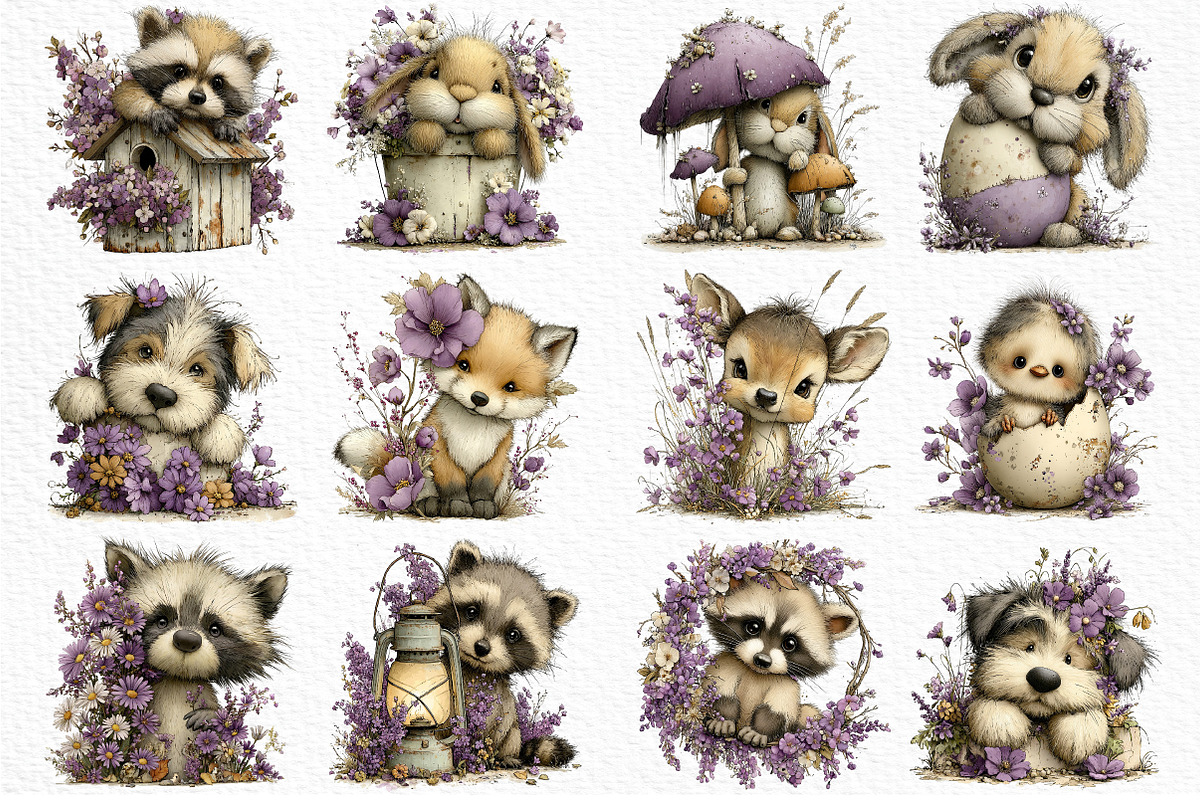 Spring Peeking Animals Clipart, an Illustration by Craft Nest (Photo 3 of 12)