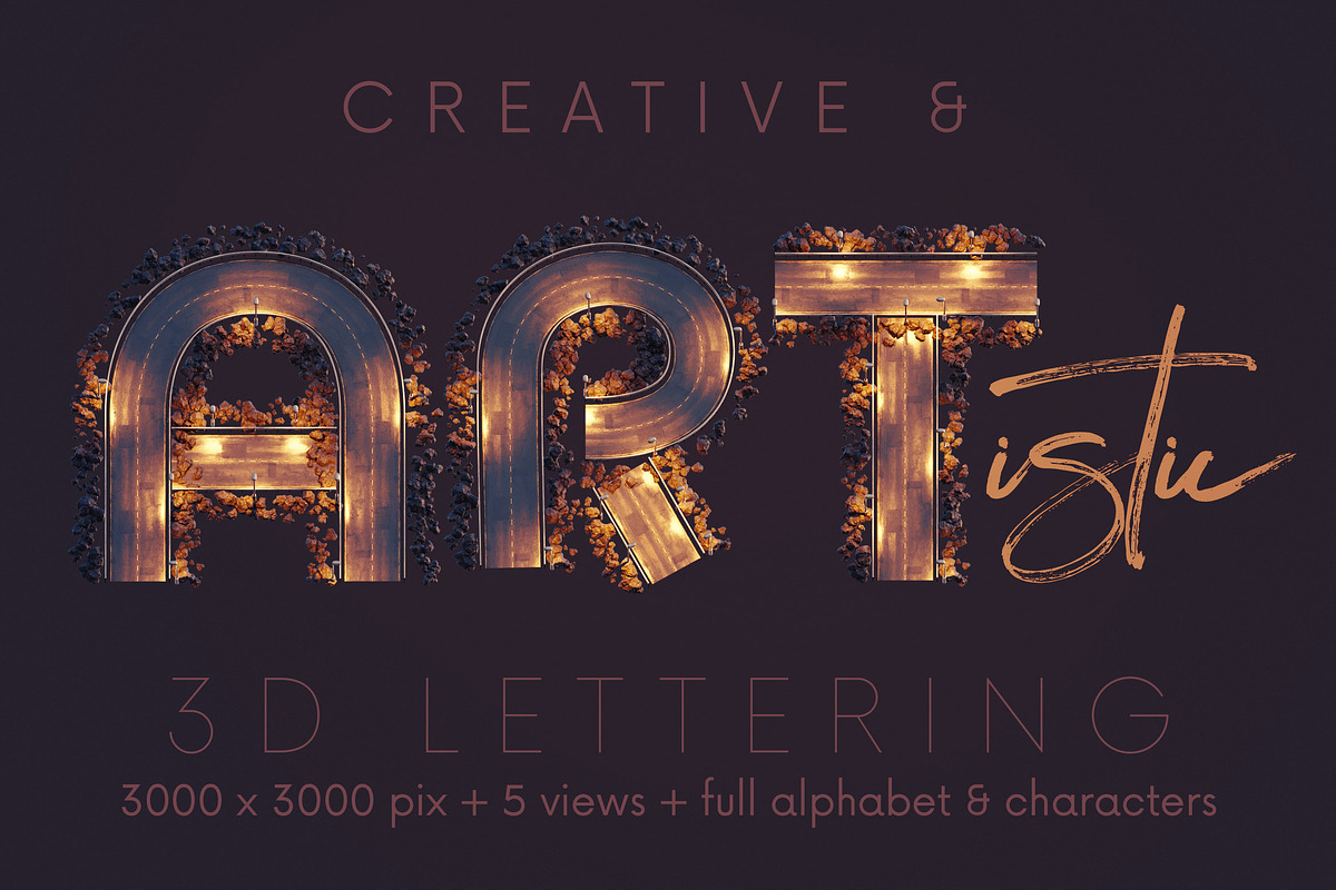 Night Road - 3D Lettering, a Graphic by MIIM (Photo 4 of 8)