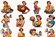 Pop Art Pin Up Girls Clipart Bundle, a Person Illustration by BusyDaydesign (Thumbnail 8 of 9)