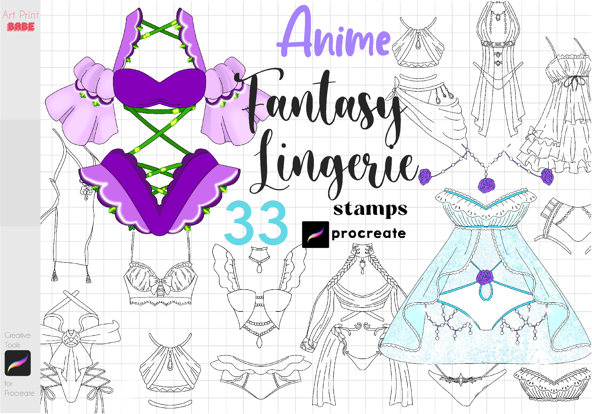 Procreate Anime Fantasy Lingerie by Artprintbabe  Creative Market
