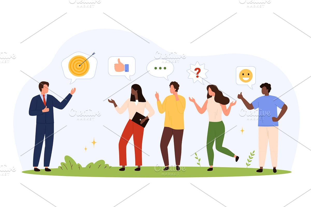 Team Leader Guiding Discussion, a Person Illustration by Flashvector