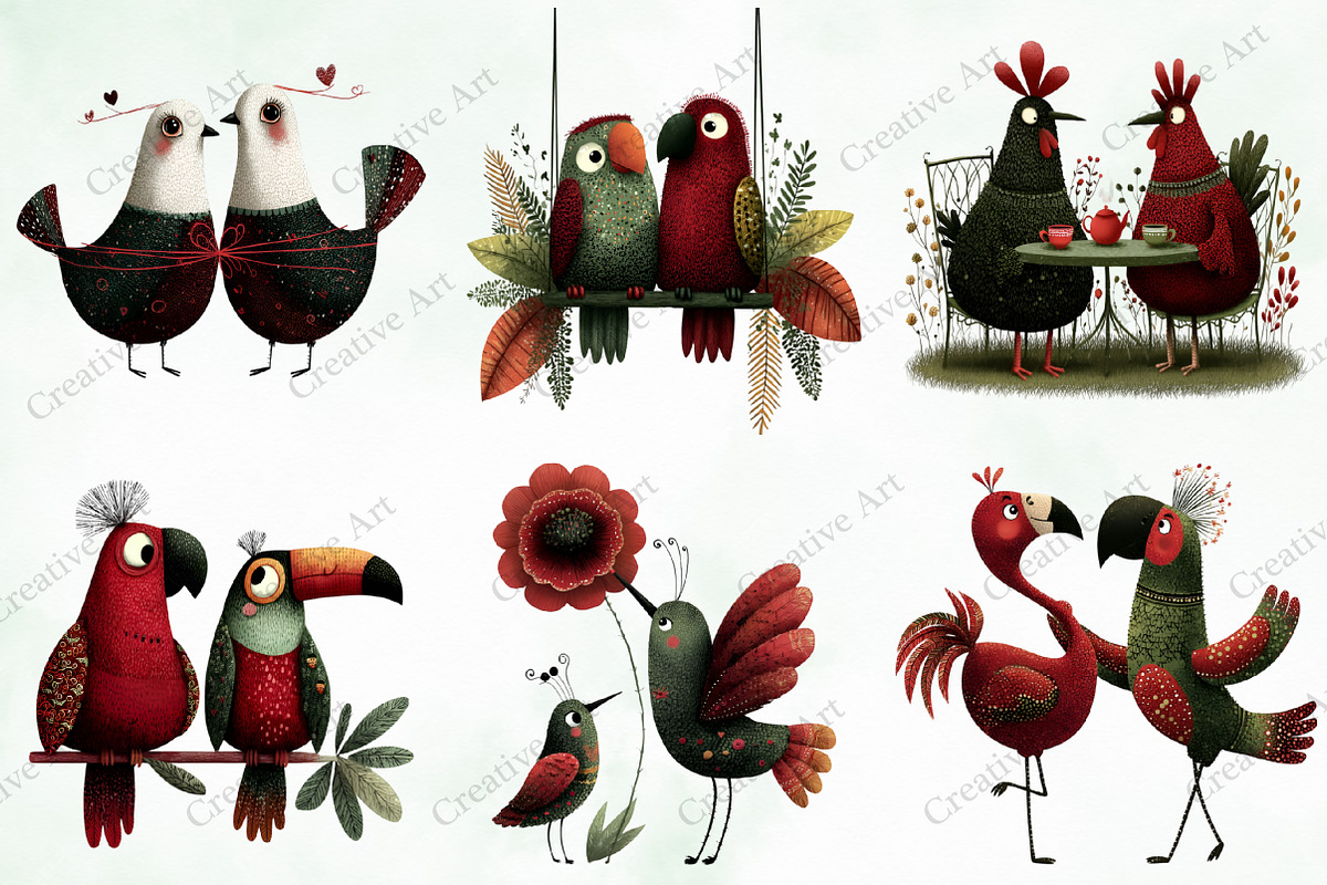 Whimsical & Quirky Birds Clipart, an Illustration by Creative Art (Photo 5 of 9)