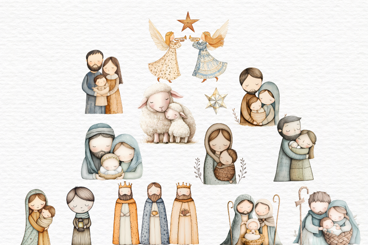 Nativity scene, watercolor clipart, a Seasonal Illustration by Invite to Clipart (Photo 3 of 5)