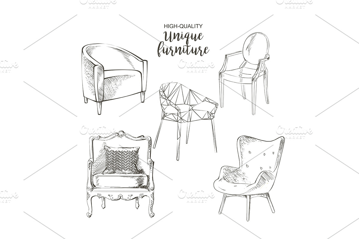 vector sketch chairs, an Object Graphic by Alltruecolours