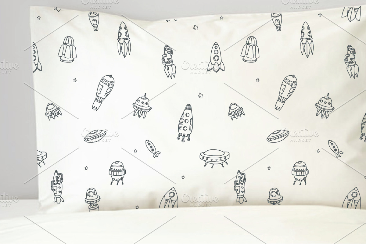 Spaceships set + pattern, an Illustration by YuliaBiser (Photo 2 of 6)
