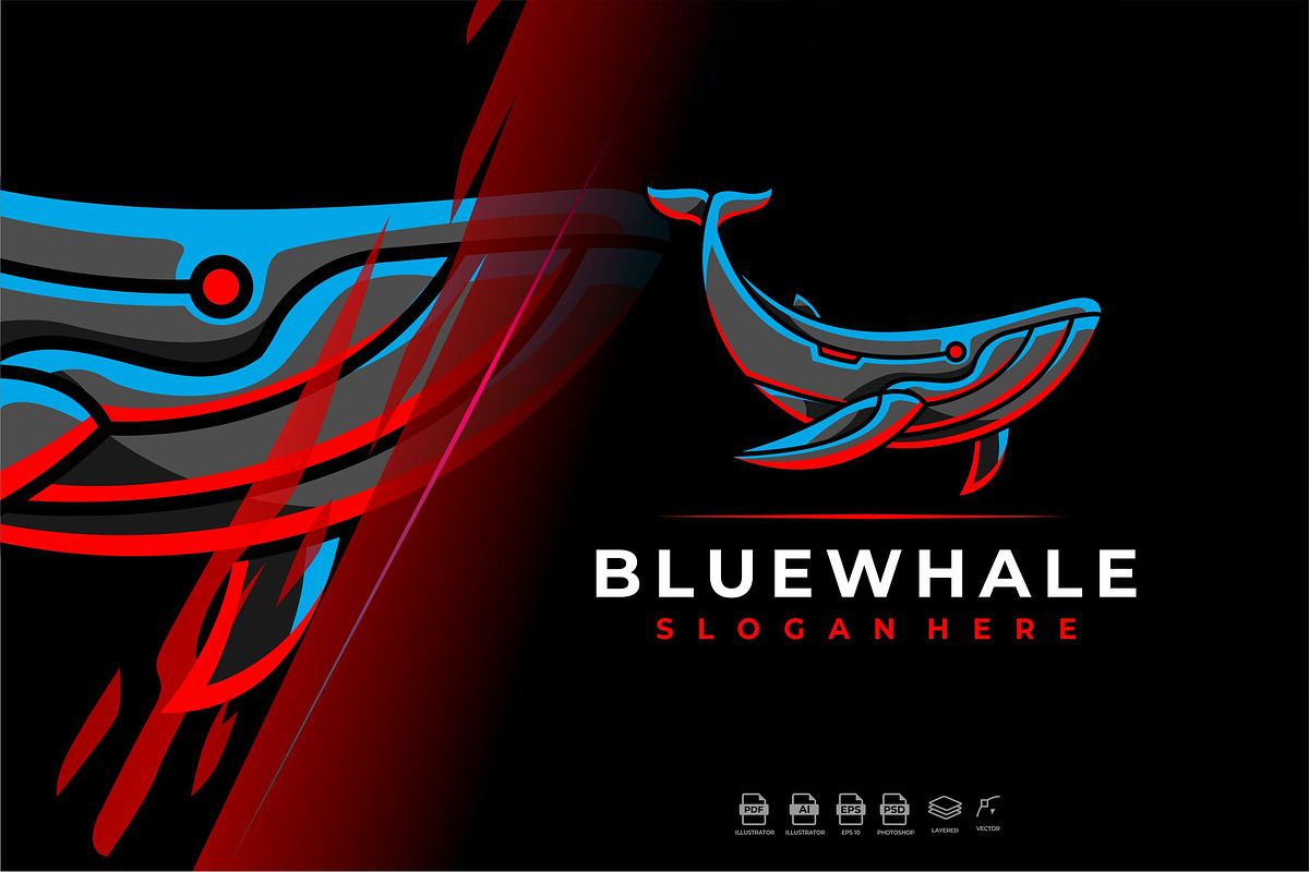 Modern Mecha Robot Blue Whale Logo, a Branding & Logo Template by Rupture