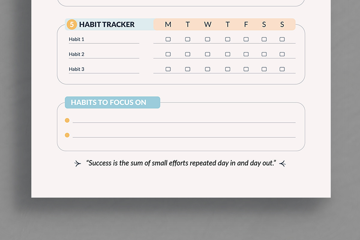 Daily Planner And Habit Tracker, a Stationery Template by ContestDesign (Photo 3 of 5)