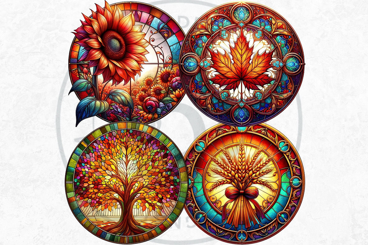 Autumn Stained Glass Round clipart, an Illustration by ThatsDesignArt (Photo 7 of 10)
