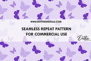 Lilac Butterflies Repeat Pattern PNG