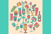 Doodle cocktail icons and patterns, a Pattern Graphic by Art Loft (Thumbnail 8 of 16)