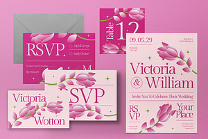 Pink Y2K Wedding Invitation Set