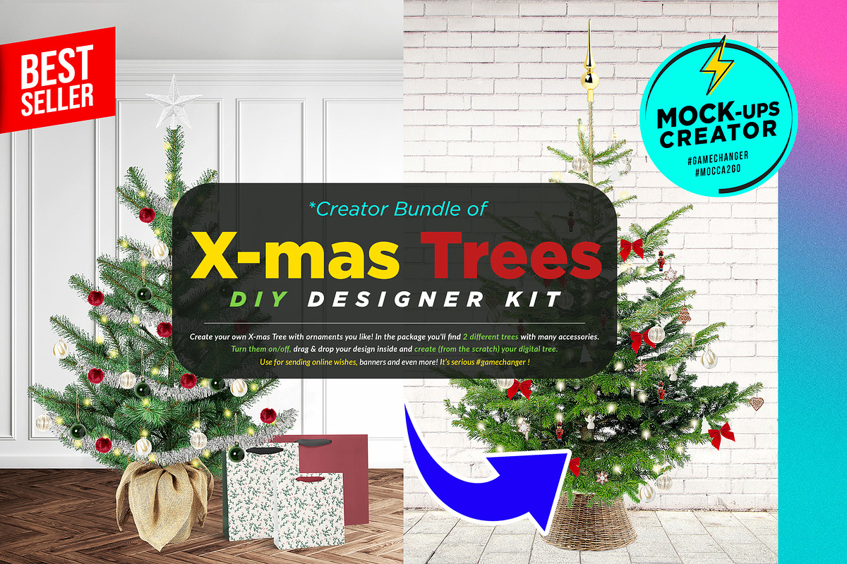 2x X-mas Trees Creator Mock-ups, a Product Mockup by Mocca Mockups Store (Photo 1 of 6)