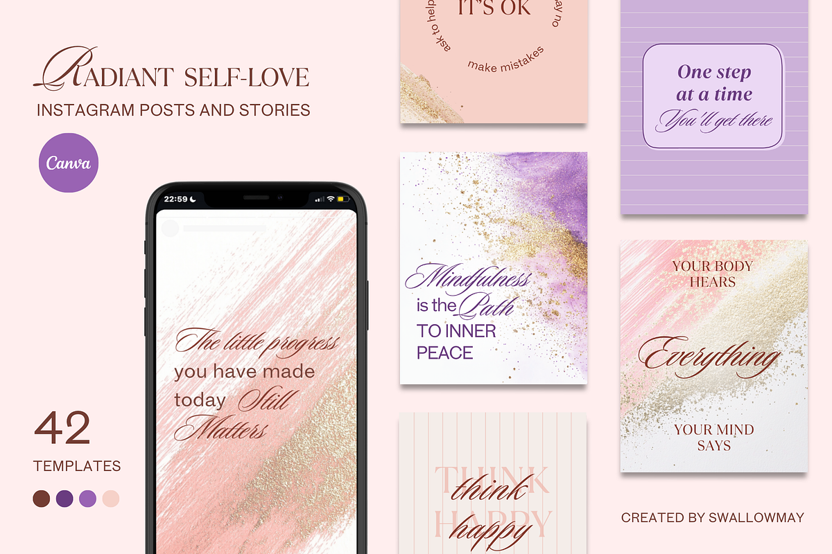 Self-love Quotes Instagram Templates, a Social Media Template by Ollyta May (Photo 1 of 10)
