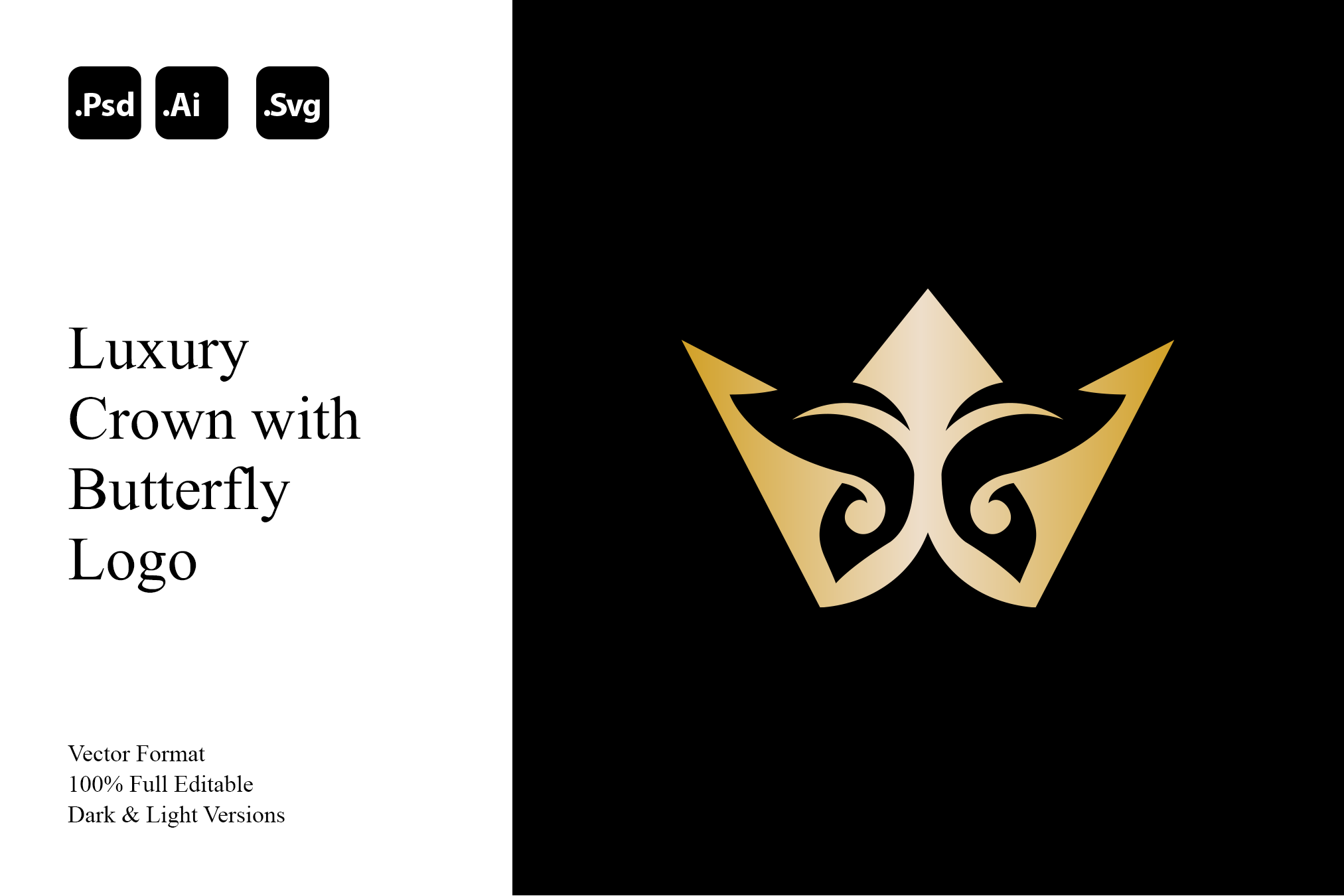 Luxury Crown With Butterfly Logo by Luxury Logos  Creative Market