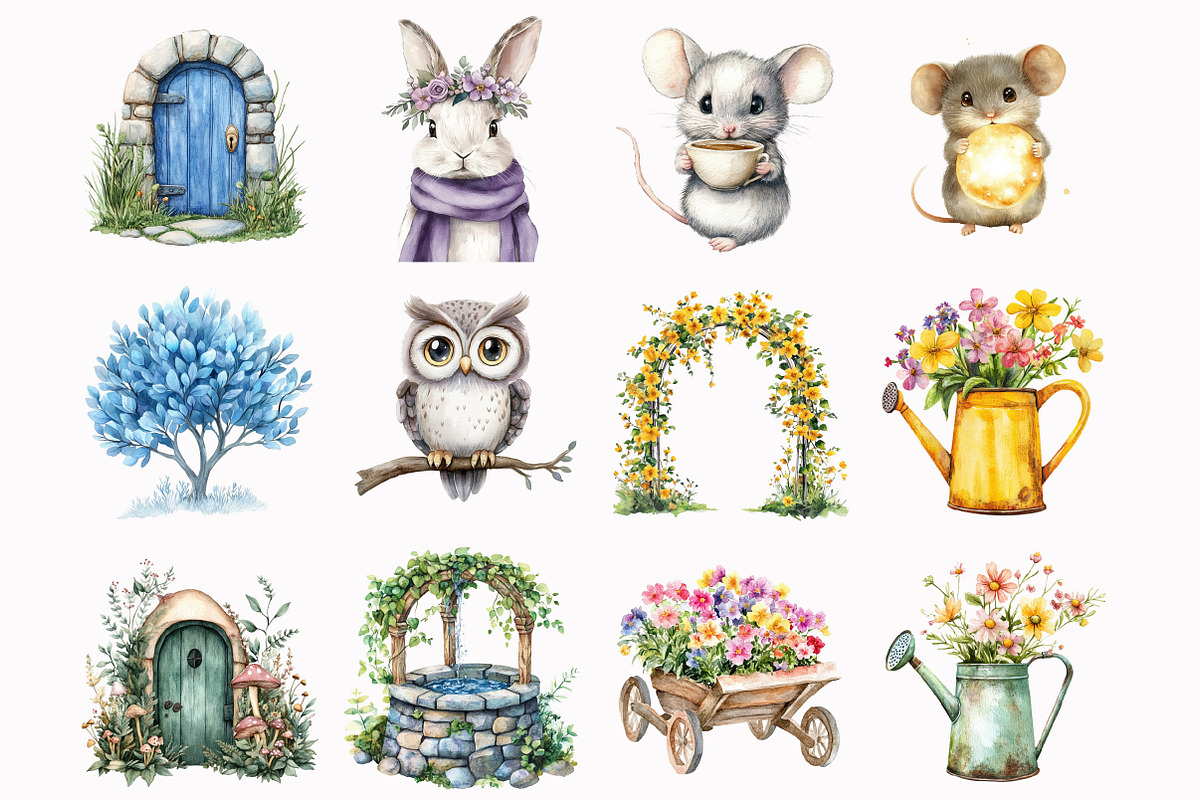Little valley watercolor clipart, an Illustration by Design Market (Photo 5 of 5)