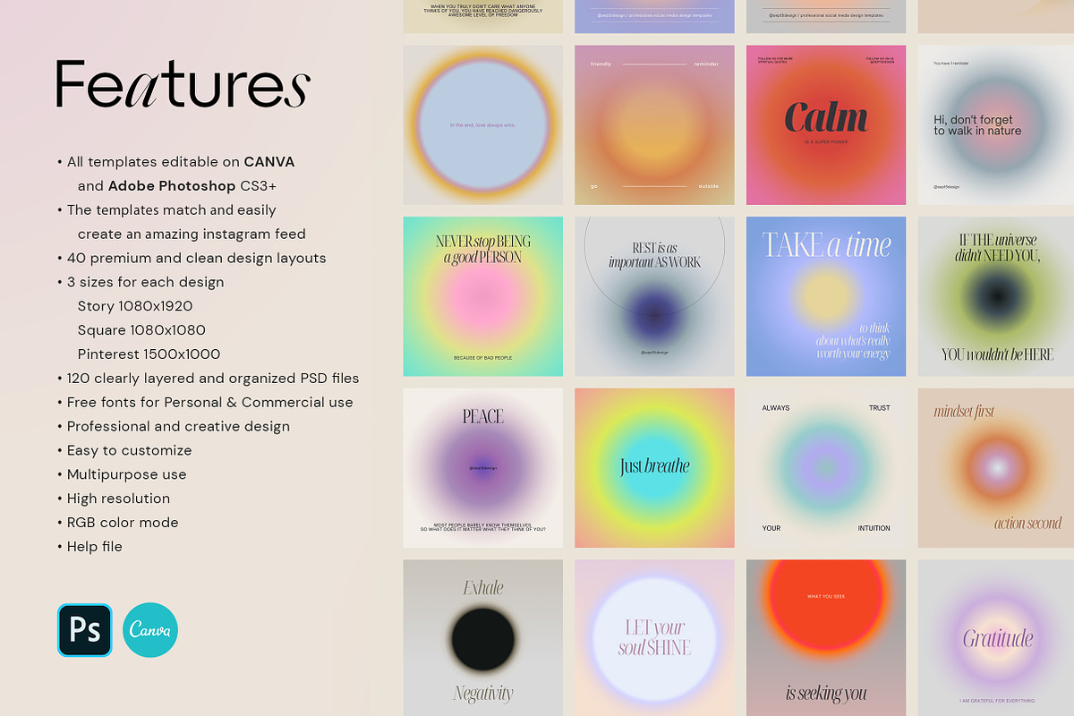 Canva Instagram Gradient Quotes + PS, a Social Media Template by September 5th (Photo 6 of 19)