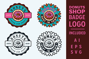 Donuts Ice Cream Logo Badges & Label, a Branding & Logo Template by Billah Hub