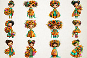 Cute Autumn Harvest Girl PNG Clipart, a Seasonal Illustration by RobertsArt (Thumbnail 2 of 7)