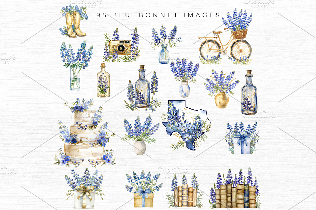 BLUEBONNET FLOWER CLIPART, an Object Graphic by EllyandLima (Photo 5 of 7)