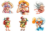 Funny Watercolor Old Lady Cruise Cli, an Illustration by DreamArtGraphic (Thumbnail 6 of 8)