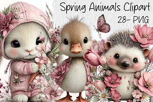 Spring Animals Clipart, an Animal Illustration by Libby Wishes