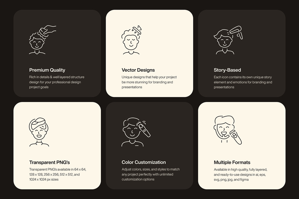 Barber Icon Art Set, an Outline Icon by Prosymbols (Photo 2 of 7)