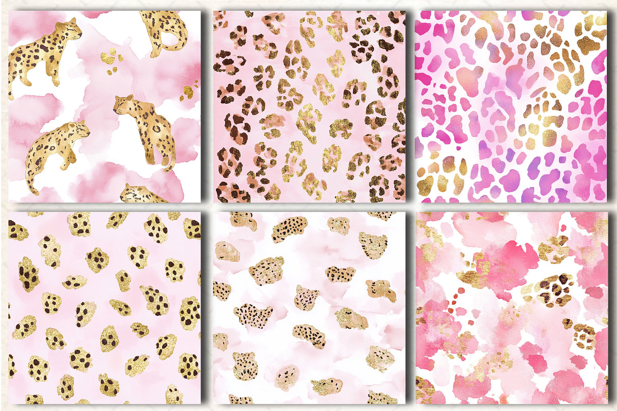 Pink and Gold Leopard Digital Paper, a Pattern Graphic by DreamCafeArt (Photo 5 of 6)