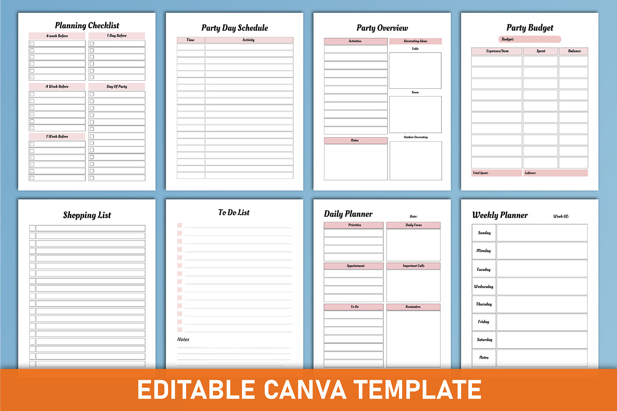 Editable Party & Event Planner Canva