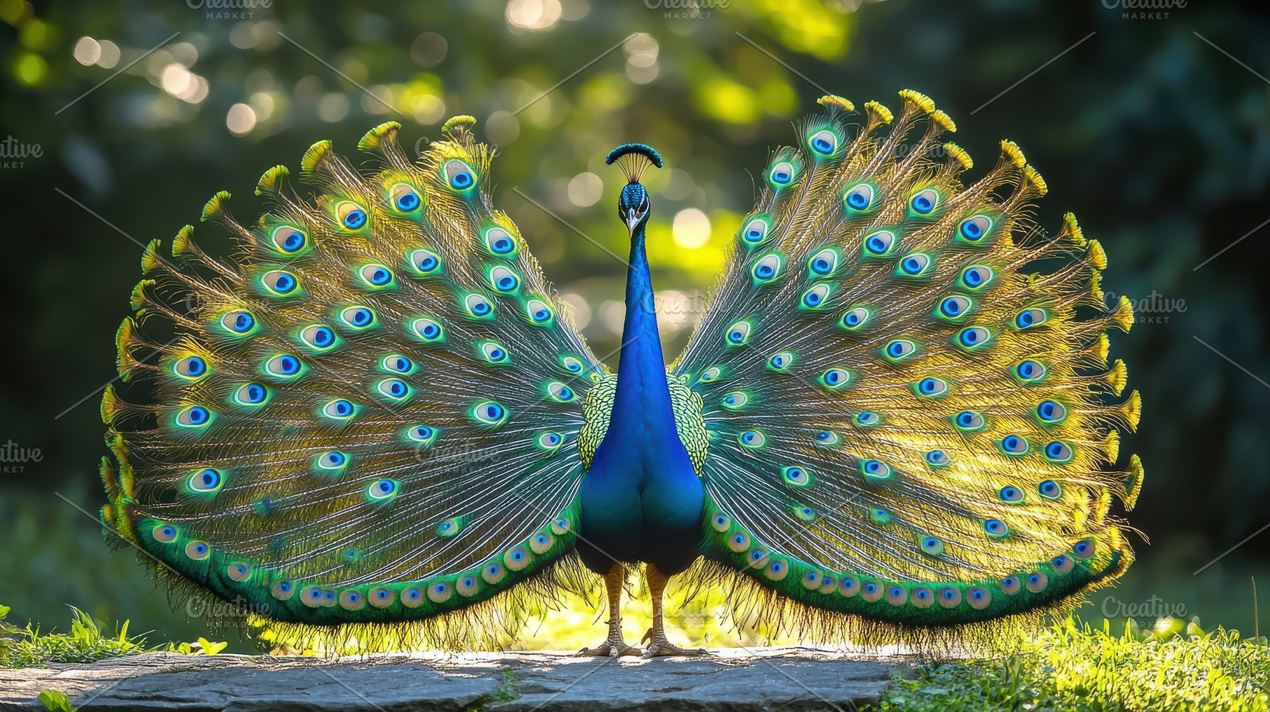 Peacock displaying vibrant feathers, an Animal Photo by Pixeness Studio