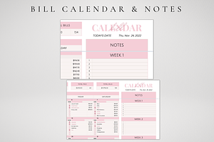 Digital Bill Calendar Spreadsheet