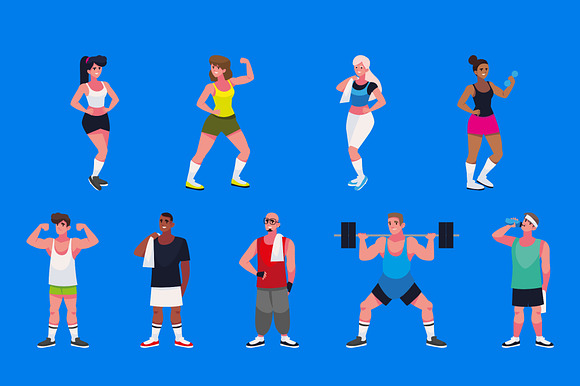 Gym People Illustration Set preview 2