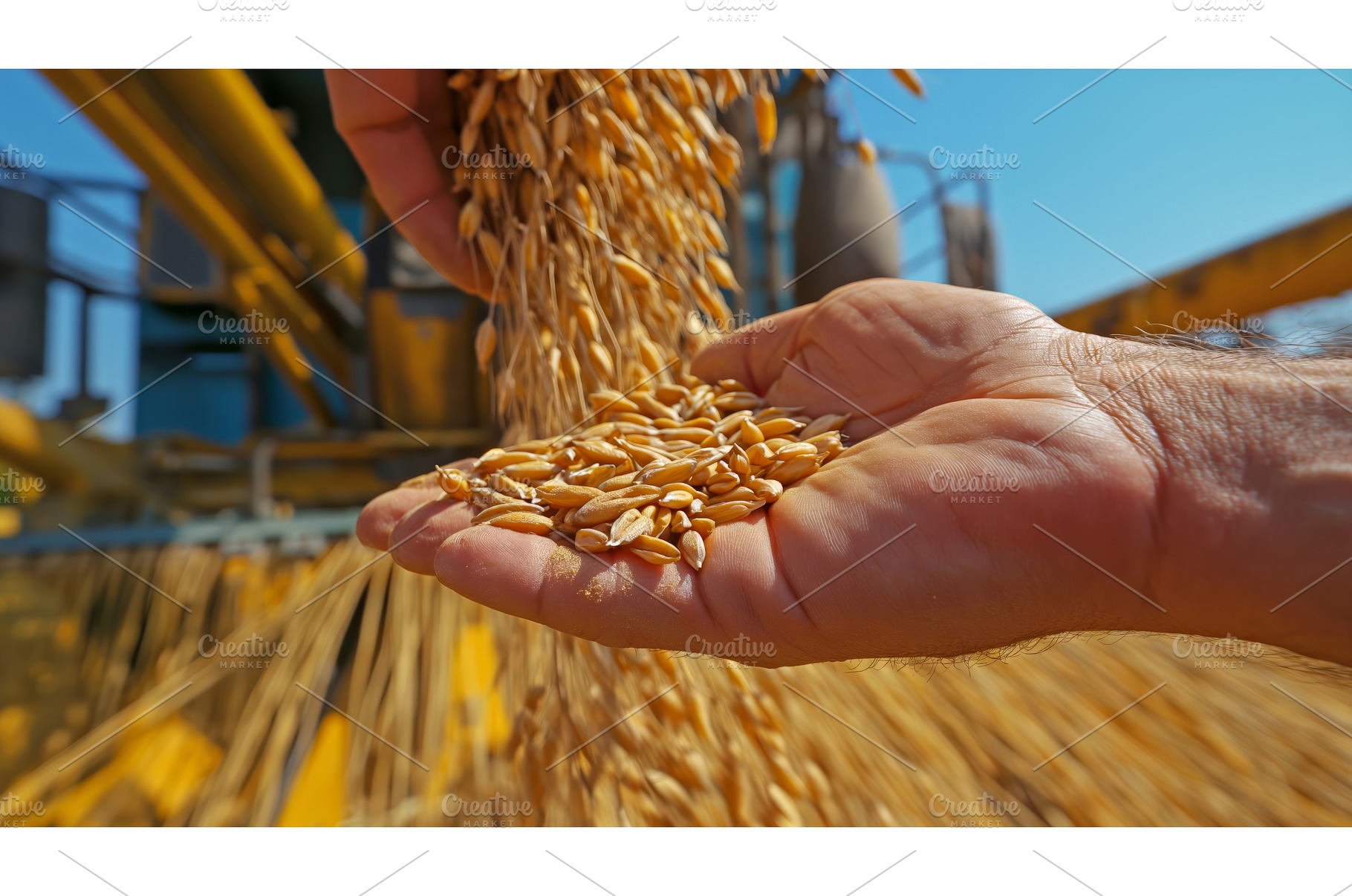 Hand Holding Grain in Front of, an Industrial Photo by CREATIVEDEF