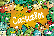 Cute Cactus Pot Cartoon Characters, an Object Illustration by Jocularity Art (Thumbnail 1 of 3)